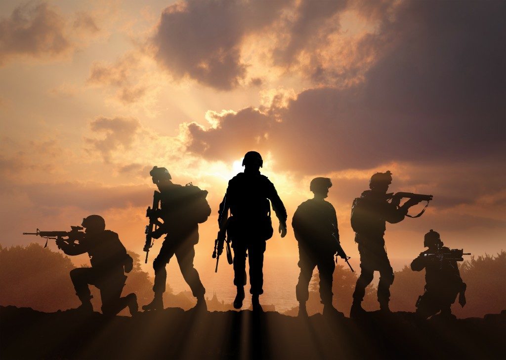 Silhouette of military