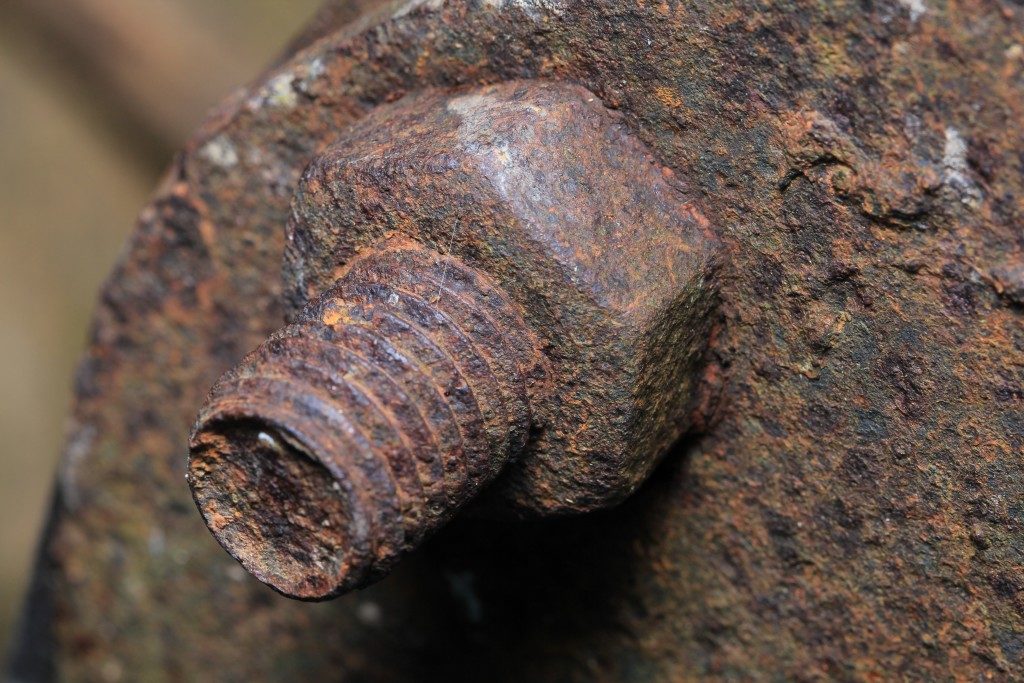 Corrosive rusted bolt with nut