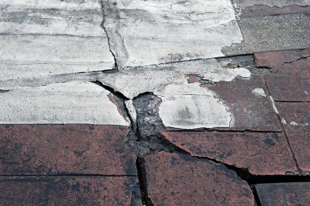 Cracked concrete floor