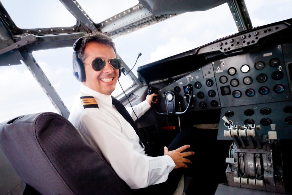 portrait of a pilot flying the plane