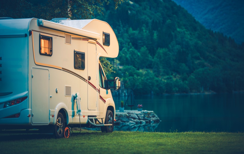 camper van beside the lake